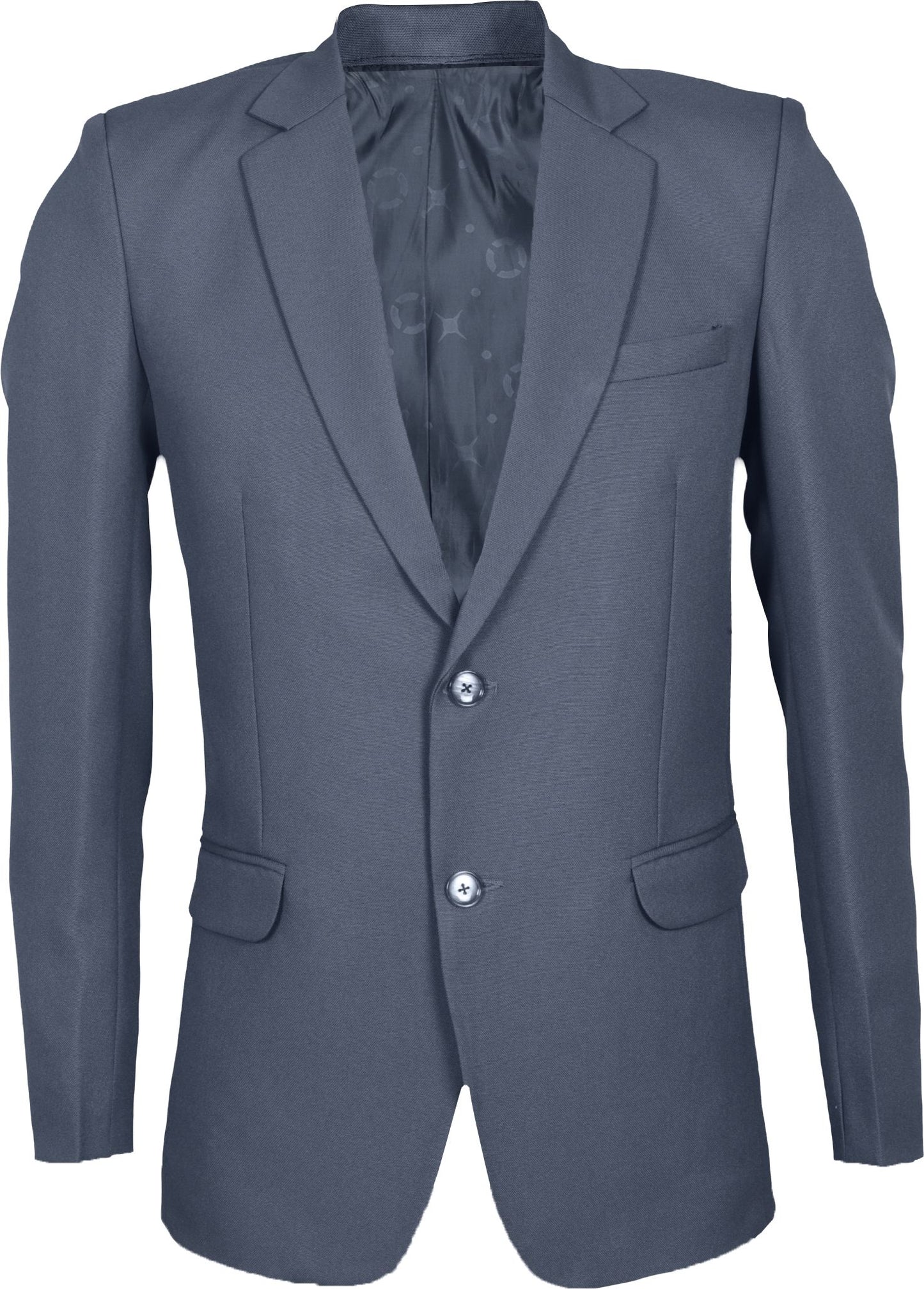 Ash blue suit jacket on a white background