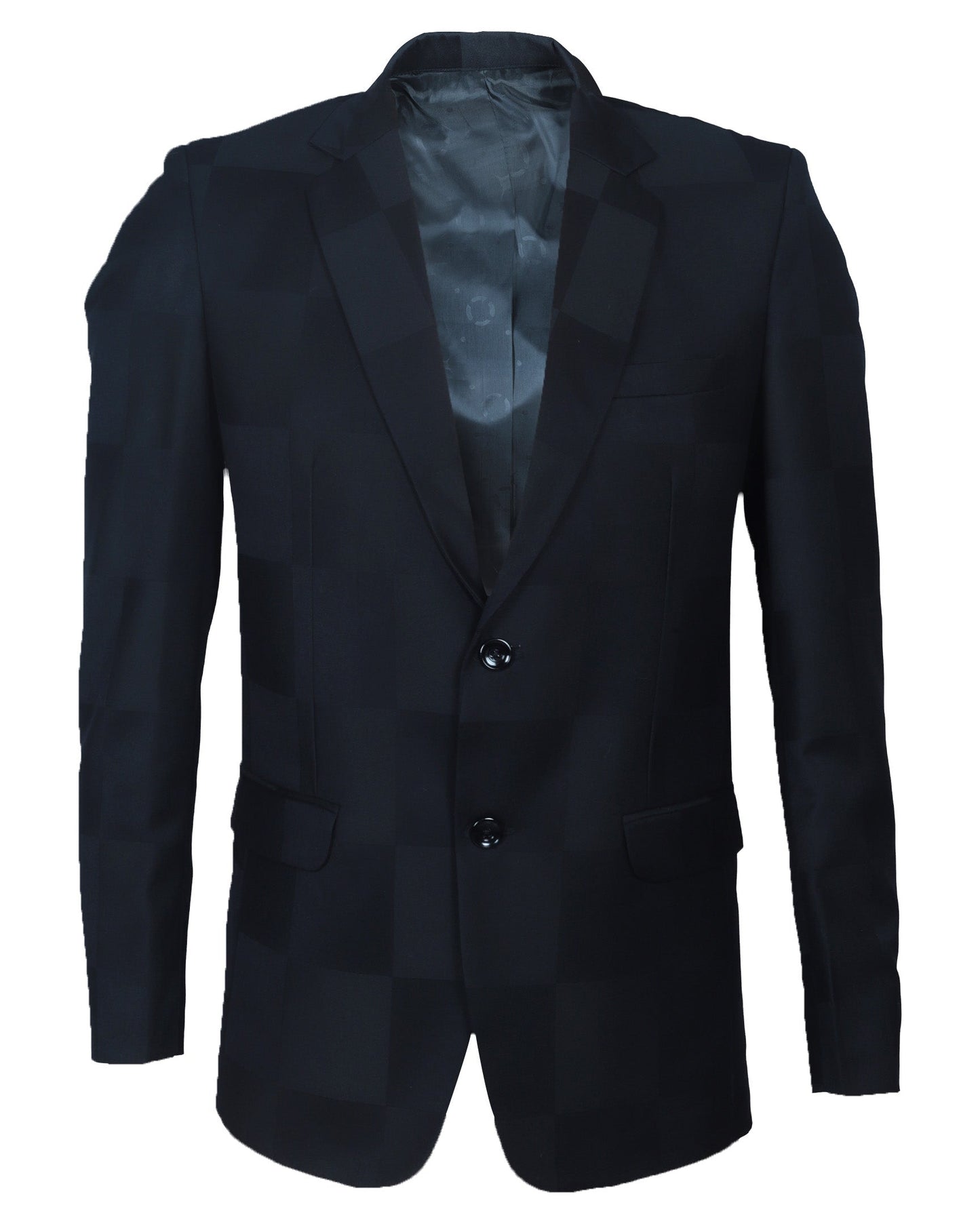 Men Black check suit jacket on a white background