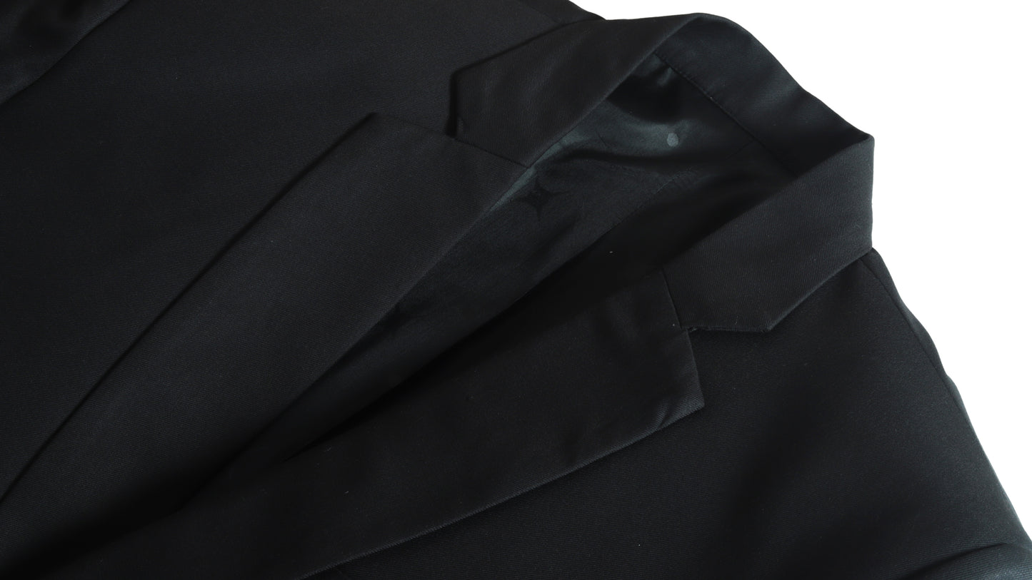 Close-up of a black fabric texture of lightweight premium blazer