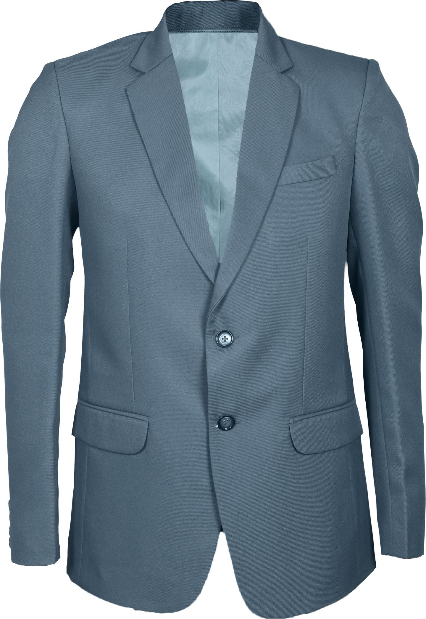 Blue suit jacket on a white background