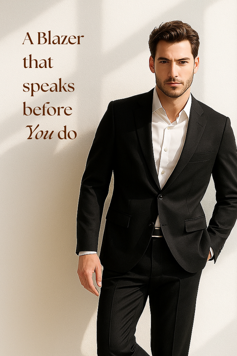 Delavit slim-fit black blazer – stylish men’s formalwear for office and party