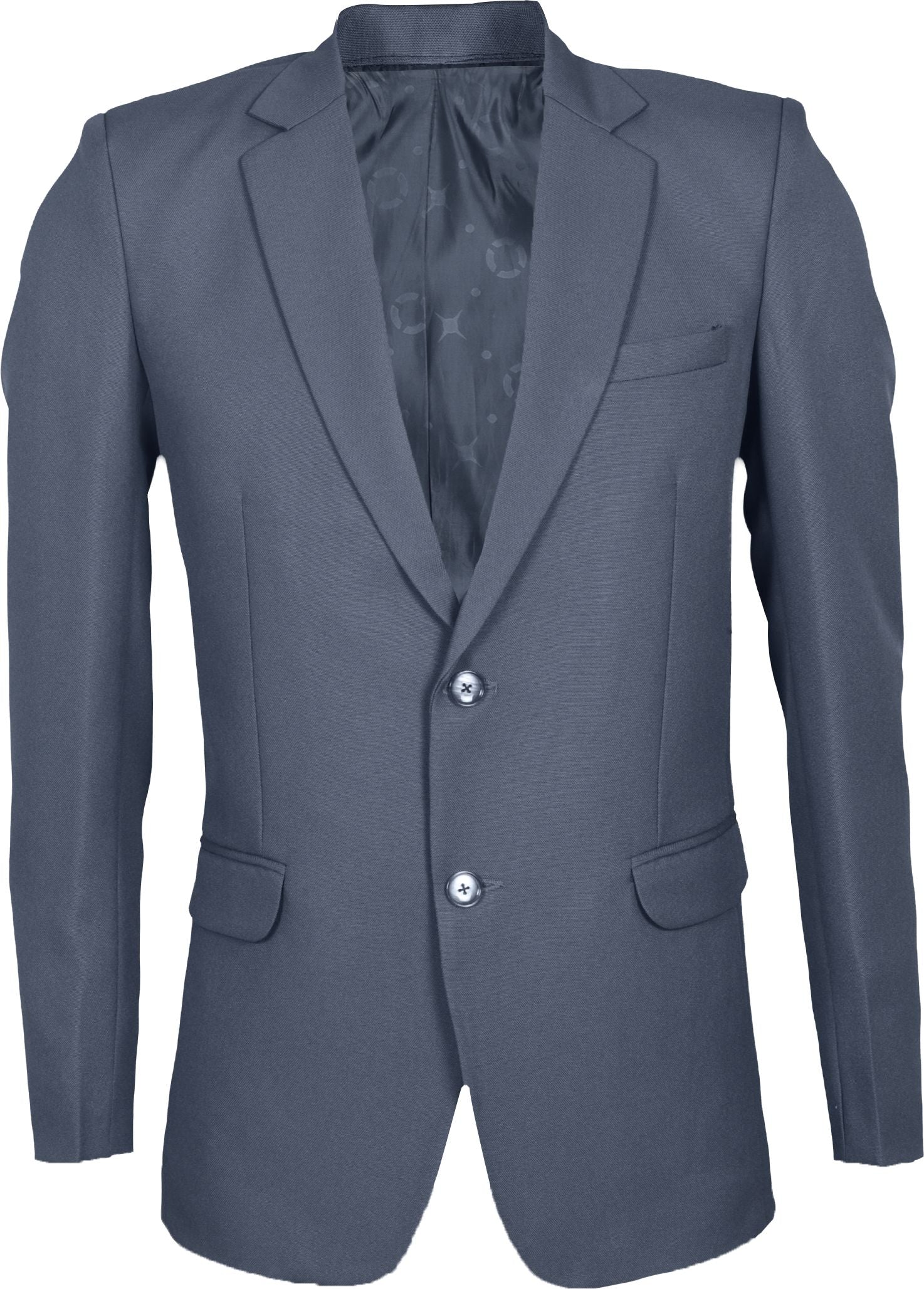 Ash blue suit jacket on a white background