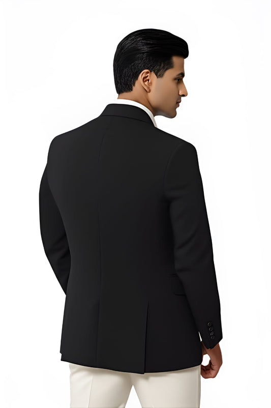Men slim fit black blazer back view - formal coat for office, party or wedding, affordable and stylish