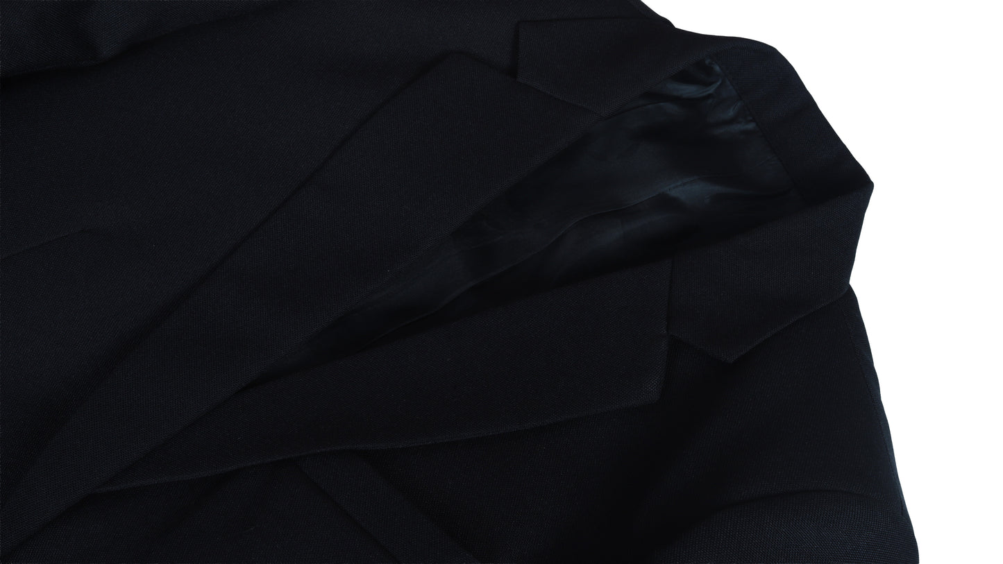 Close-up of a black blazer fabric texture