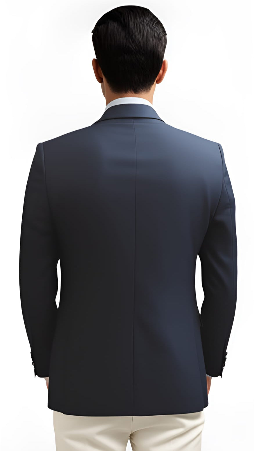 Men Navy blue formal blazer back view - slim fit, formal coat, affordable for meetings, interviews and college presentations